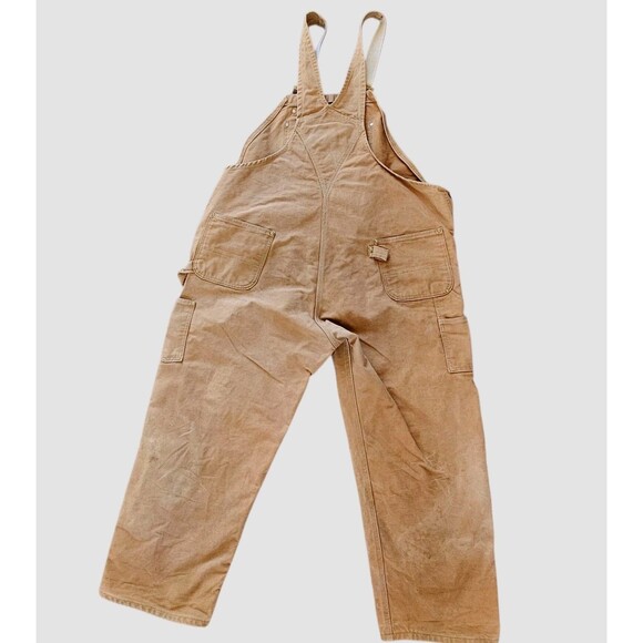 Vintage CARHARTT R01 Bib Overalls Brown Double Knee USA Union Made 48X30 (48X28) - Picture 2 of 11